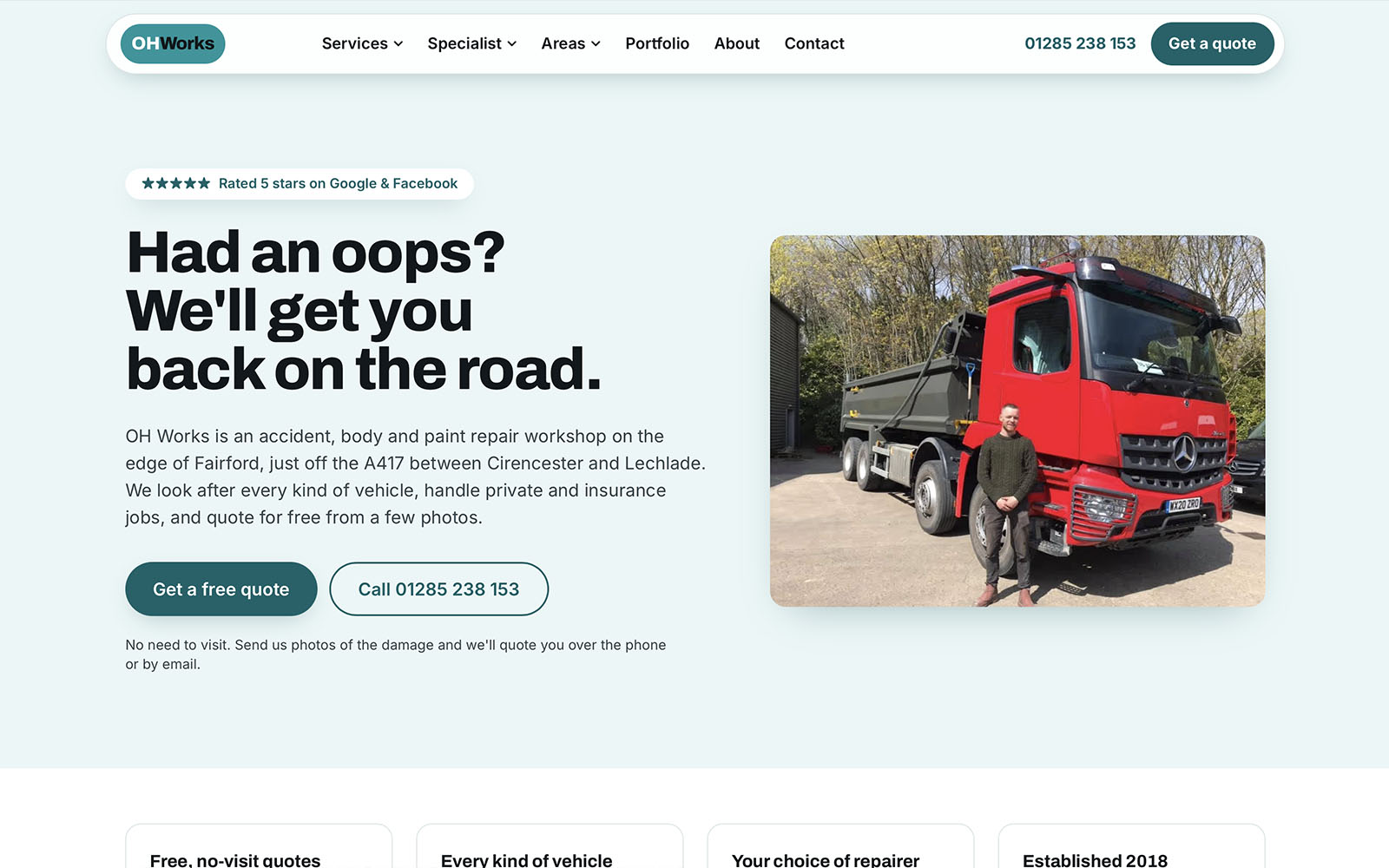 The OH Works website homepage
