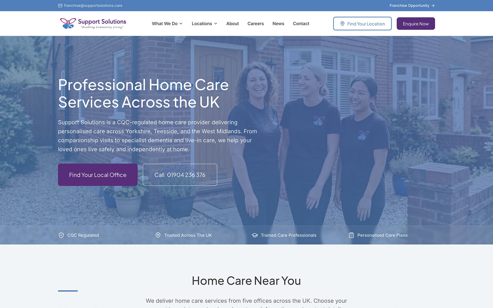 The Support Solutions website homepage